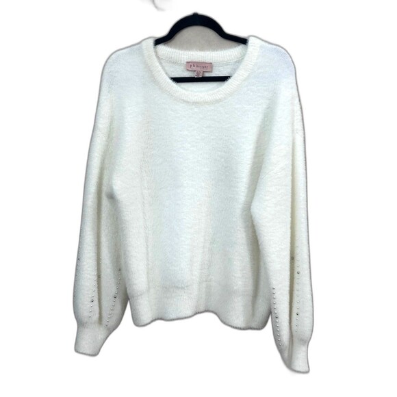 Philosophy Sweaters - Philosophy Sweater Women’s Size XL Color Cream Pearls & Silver Balls Sleeves